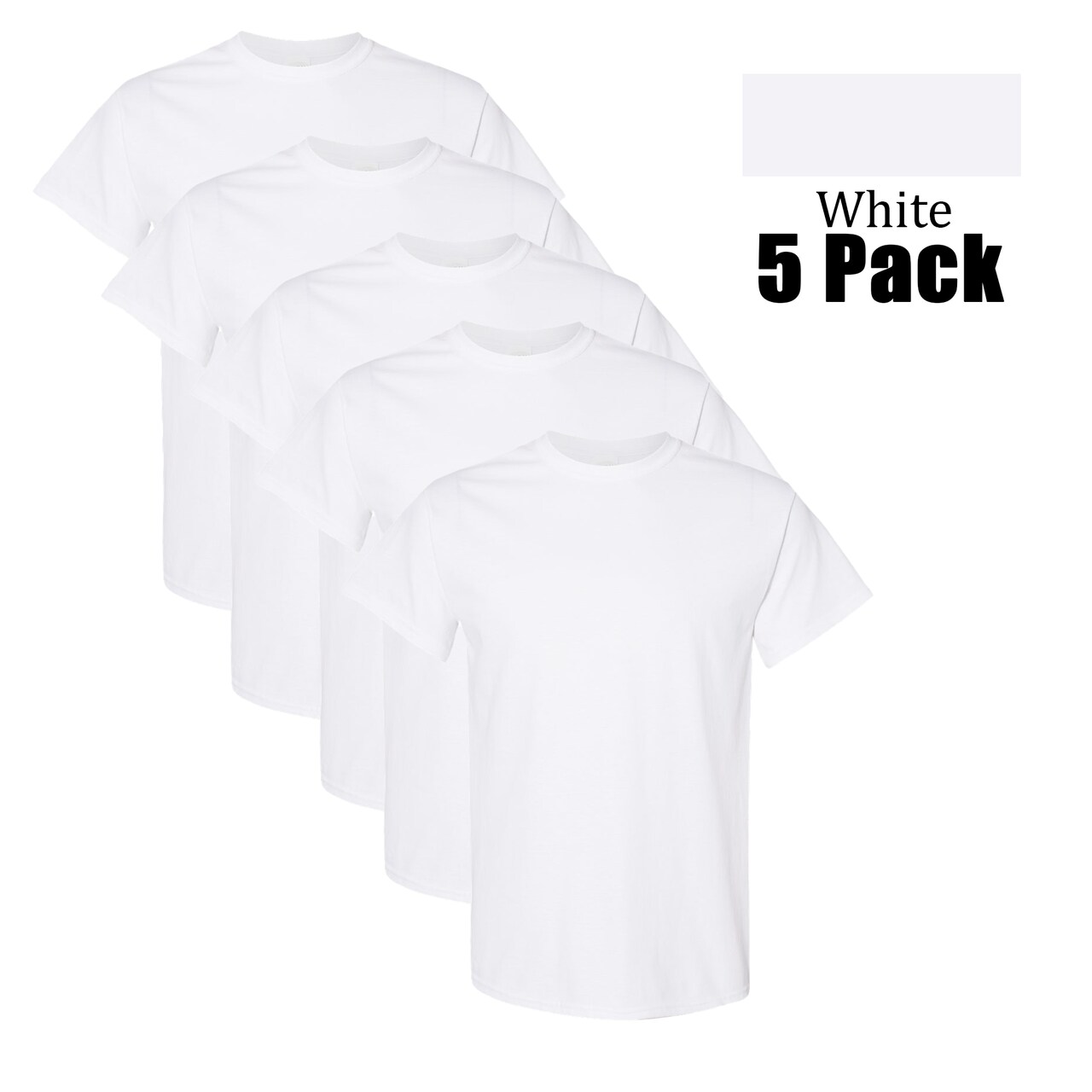 Gildan Heavy Cotton T-shirt White 5-Pack Bundle for Group crafting